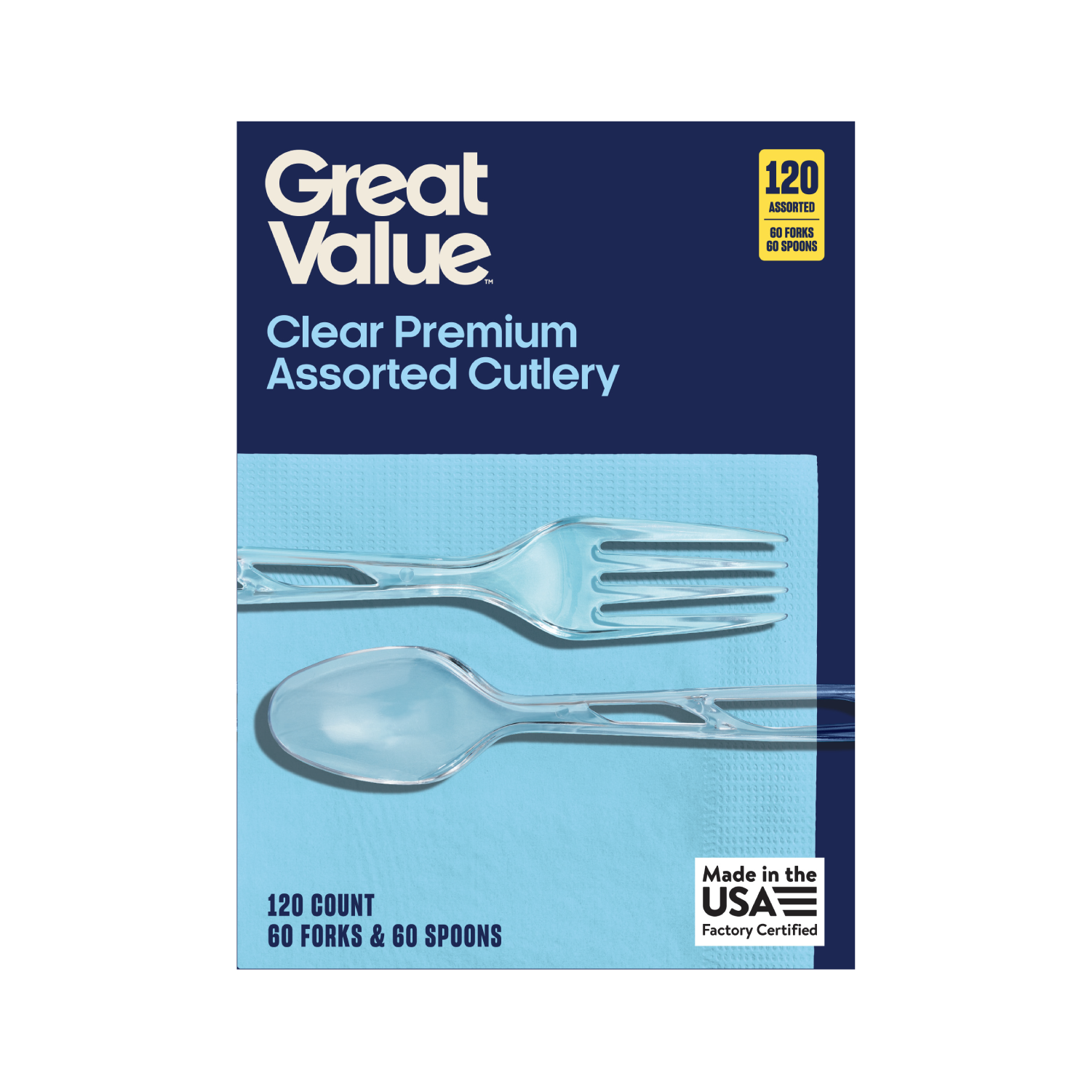 Great Value Clear Plastic Fork and Spoon Combo, 120 Count photo 7