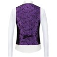 thumbnail image 3 of Trajes para hombre, ajuste regular, 3 piezas, esmoquin ajustado, chaleco, pantalones, chal, solapa, cachemir, conjunto de trajes para hombre para boda (morado, L) JAMW Sencillez, 3 of 5