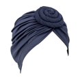 thumbnail image 2 of Women Solid Color African Turban Flower Knot Pre-Tied Bonnet Beanie Cap Headwrap, 2 of 6