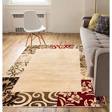 Well Woven Barclay Vane Willow Damask Beige Modern Area Rug 3`11`` X 5`3``