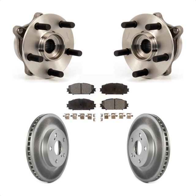 Transit Auto Front Hub Bearing Assembly Coated Disc Brake Rotors and Semi-Metallic Pads Kit for Car Toyota Prius Lexus CT200h Plug-In KBB-103657
