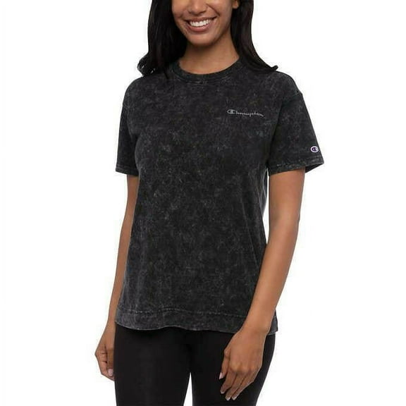Champion Ladies' Cloudwash Crew Neck Tee Size: M, Color: Black