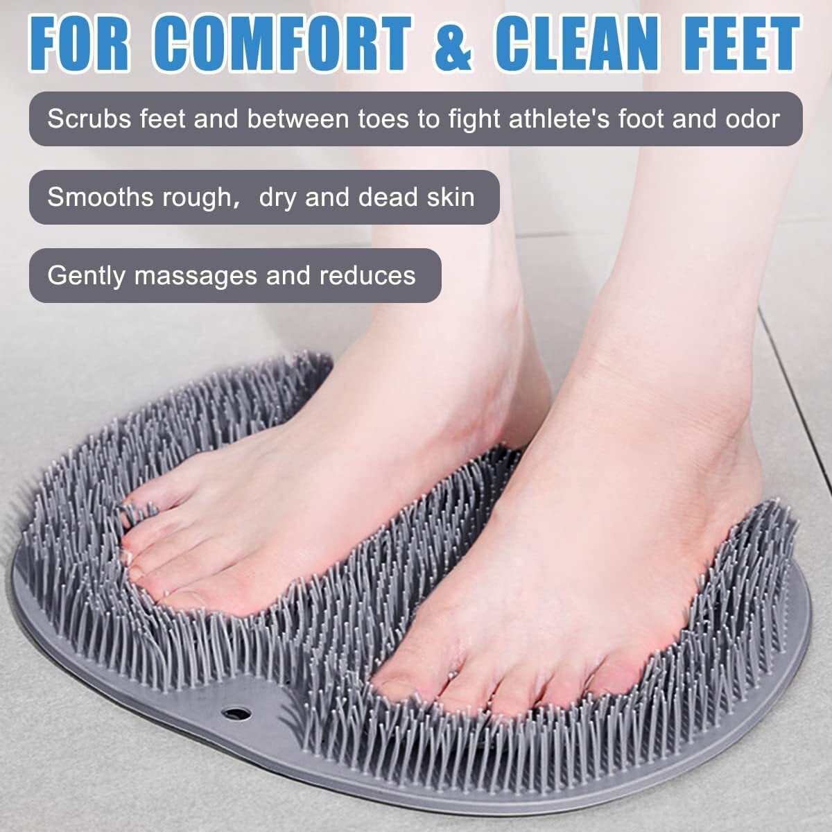 Ycolew Shower Foot Scrubber Mat Back Washer Back Exfoliating Bath Wash Pad  Wall Mounted Slip Suction Cups Foot Scrubber for Use in Shower Cups Foot