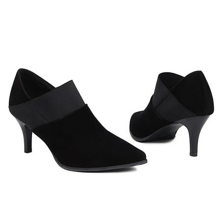 

Akiihool Work Boots for Women Winter Fashion Ankle Bootie Elastic Slip on Elastic Ankle Booties (Black 8)