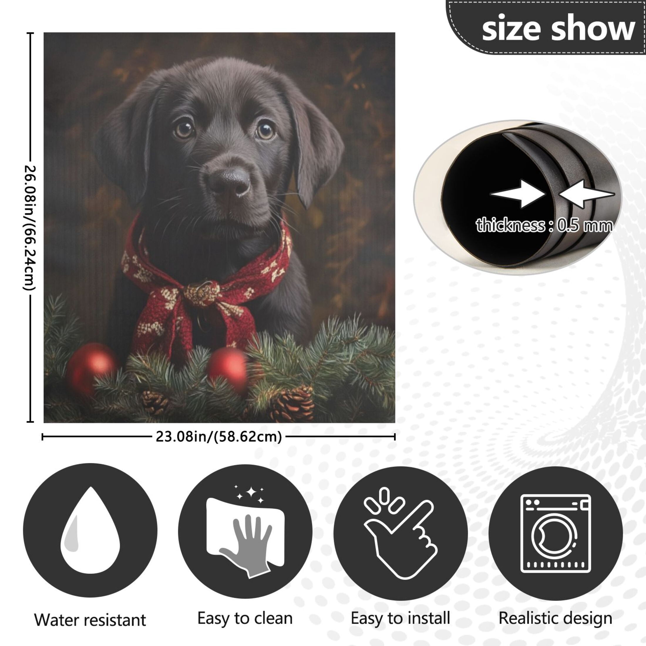 Dishwasher Magnetic Sticker 23x26 Inch Refrigerator Magnetic Sticker Washing Machine Magnetic Sticker Kitchen Panel Magnetic Sticker Home Decor Christmas Cute Black Dog
