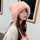 thumbnail image 5 of Gorro de invierno con pompón para mujer, gorro de punto mullido para mujer, gorro de piel sintética de ganchillo, gorro de calavera cálido para exteriores, cubierta para las orejas, 5 of 7