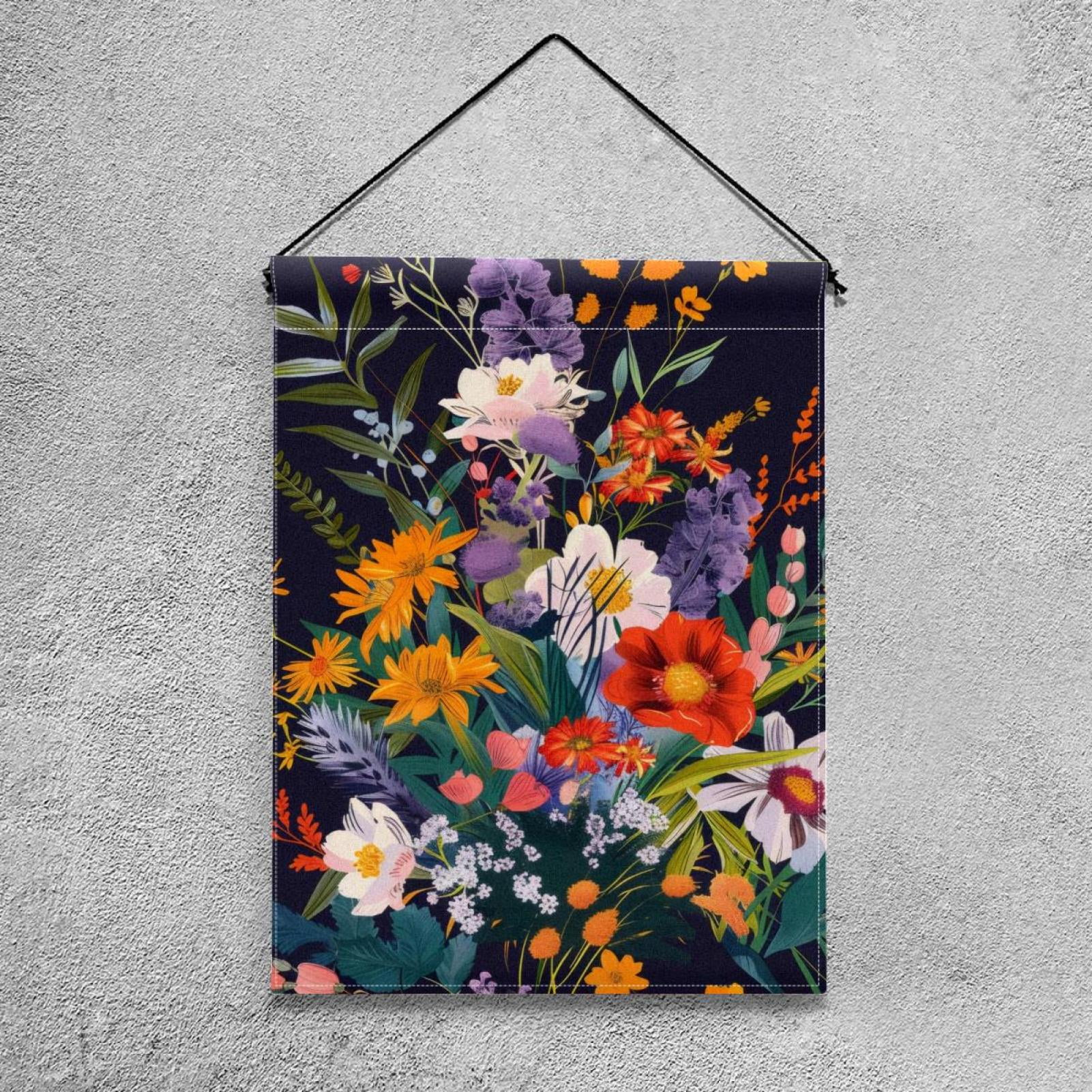 Welcome Wild Meadow Florals Flower Bouquet Garden Flag, Vertical Double Sided Small House Flag, Yard Farmhouse Outdoor Deck Veranda Lawn Decor 28x40 Inch