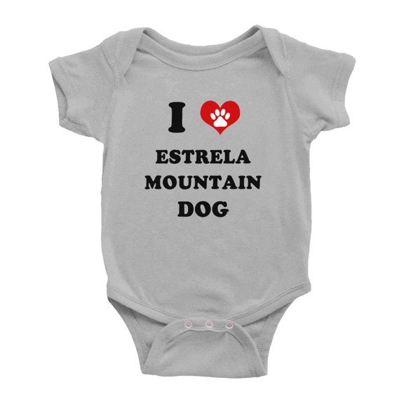 I Heart Estrela Mountain Dog Funny Baby Bodysuits (Gray, 18-24 Months)