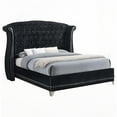 thumbnail image 5 of Queen Size Upholstered Platform Bed Frame with Black Finish and No Box Spring Needed for Bedroom, 5 of 5