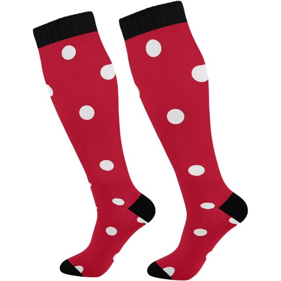 GZHJMY Polka Dots Compression Socks, Women Men Long Stocking (20-30mmHg), Travel Knee High Stockings for Athletic Sports,Running,Cycling,Nursing