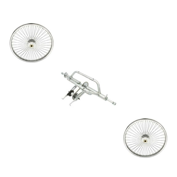 Chrome Trike Conversion Kit for 20 inch Bicycle. Comes with Two 20 inch Hollow-Hub Steel Wheel 72 Spoke. Tricycle, Trike, three-wheel bike conversion kit