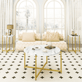 thumbnail image 3 of Furlinkhm Faux Marble Coffee Table Set of 3, 1 Coffee Table & 2 Sofa Table, Round Tabletop and Metal Cross Base Frame,Perfect for Living Room Apartment, White & Gold, 3 of 7