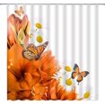 thumbnail image 1 of Flower Butterfly Shower Curtain Orange White Lily Daisy Floral Spring Garden Nature Scene Home Decor Fabric Bathroom Curtain Set with Hooks（70" Wx84 H）, 1 of 3