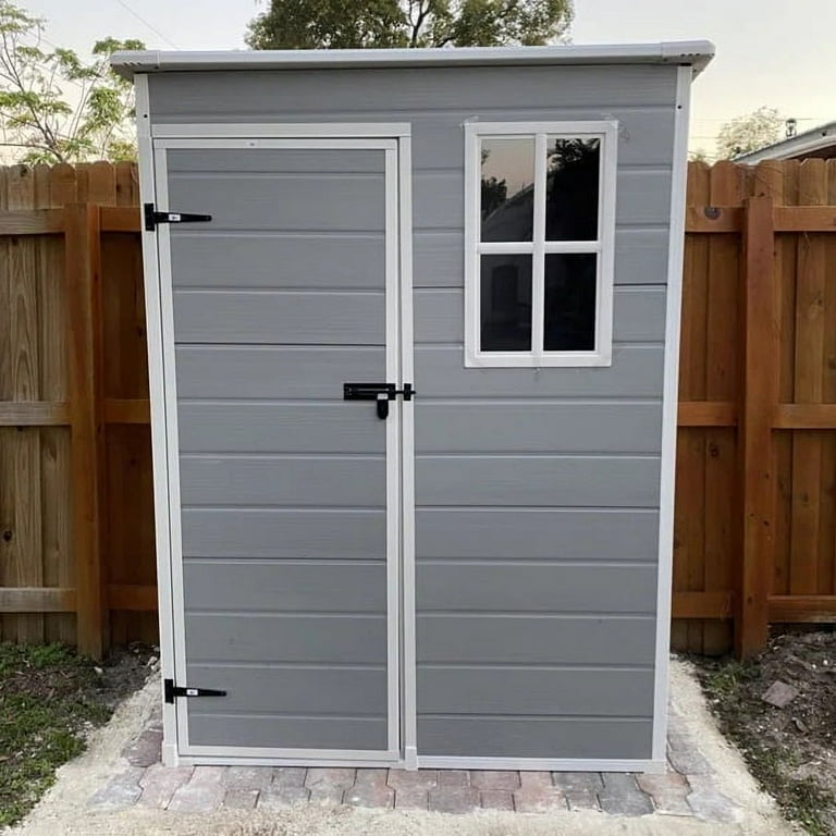 Lofka Resin Outdoor Storage Shed, 5'x3' Patio Tools Storage, Eco