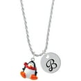 thumbnail image 1 of Delight Jewelry Resin Penguin with Red Scarf Silvertone Script Initial Disc - B - Charm Necklace, 20"+3", 1 of 4