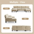 thumbnail image 3 of Ktaxon U-Shaped Sectional Sofa, 111"  Chenille Couch, 4 Seat Lounge Sleeper with Double Chaise for Living Room Light Brown, 3 of 9
