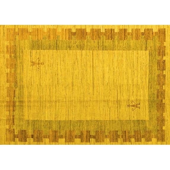 Ahgly Company Indoor Rectangle Abstract Yellow Modern Area Rugs, 4' x 6'