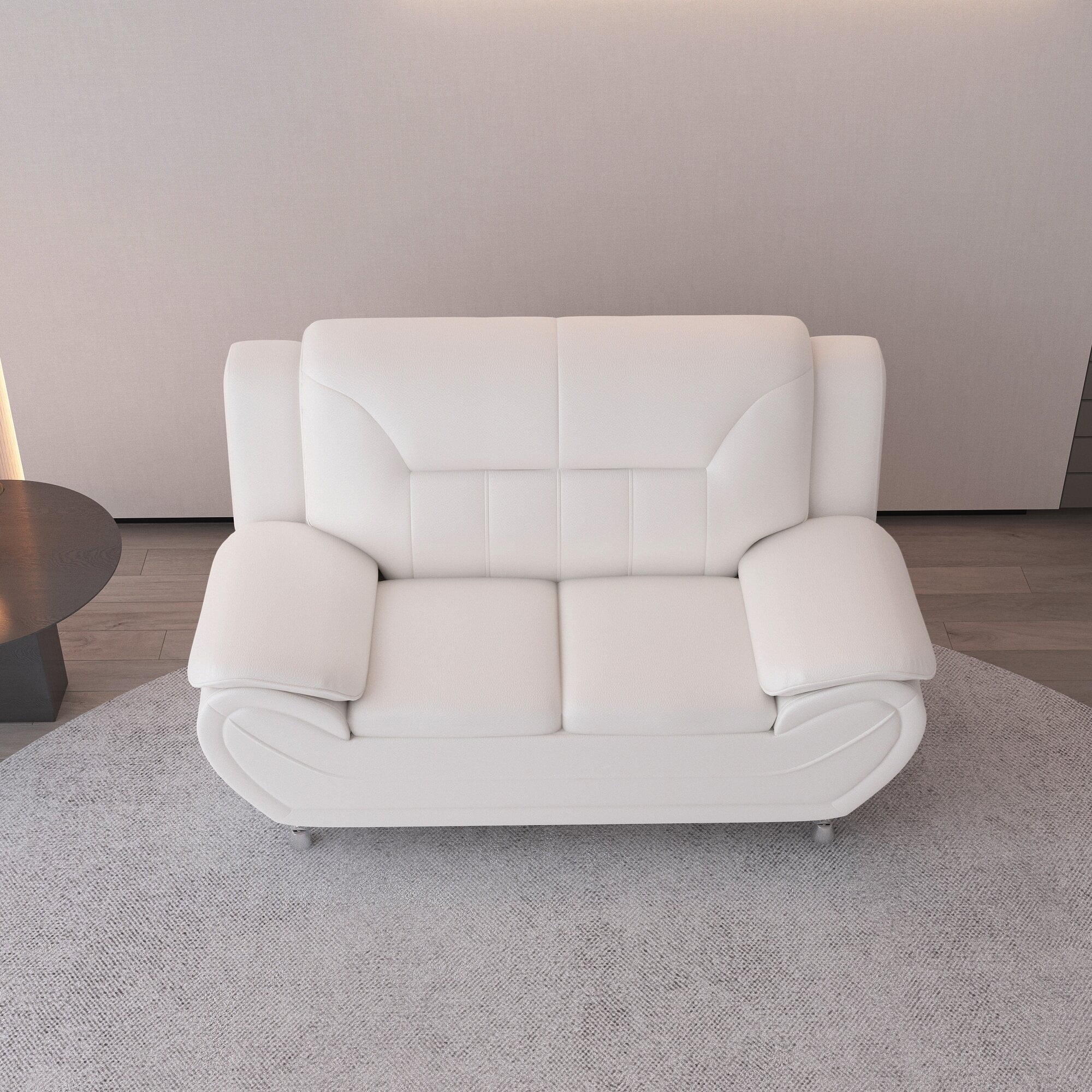 Uspridefurniture Sanuel 61.3" Faux Leather Pillow Top Arm Loveseat, White