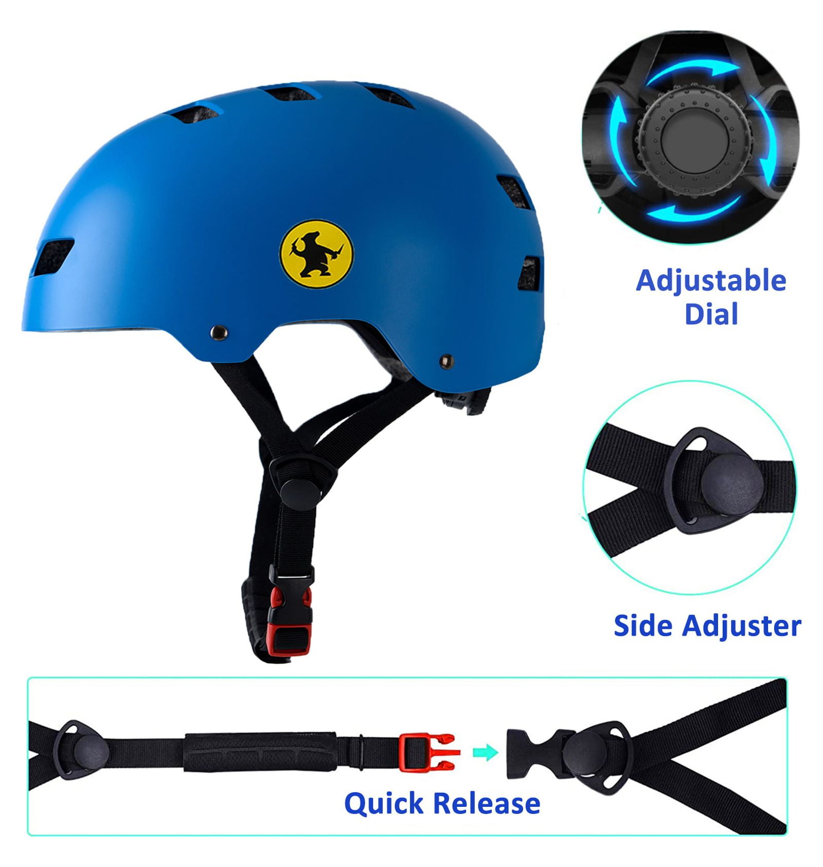 Rongbenyuan Kids Bike Helmet Toddler with Carry Bag, Multi-Sport for Scooter Skating Rollerblading,Blue (48-52cm)