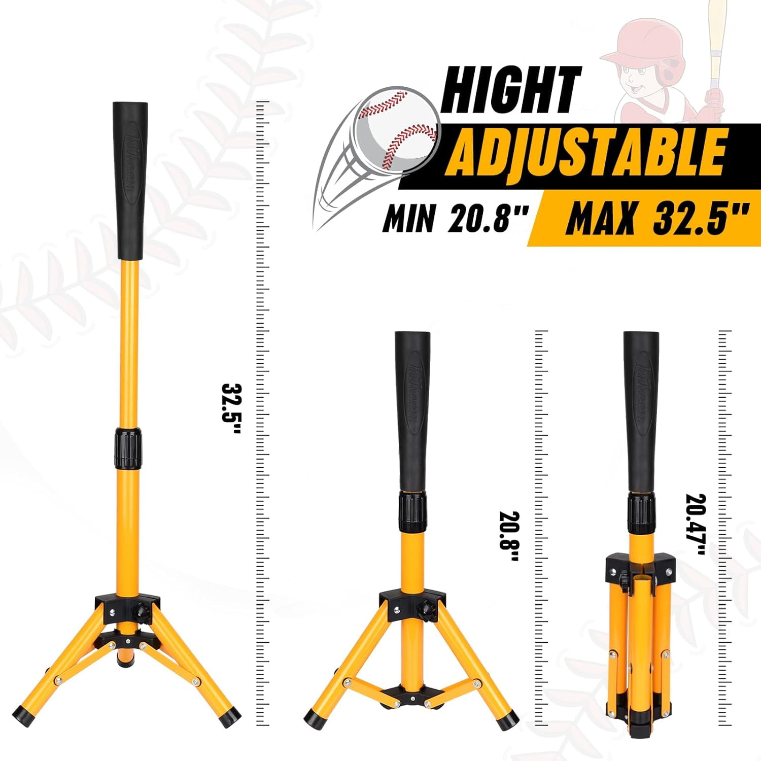 Adoreal Baseball Tee for Kids, Baseball Tee Baseball Batting Tee for Kids Softball & Baseball Practice Tee Easy Adjustable Height Portable Hitting Tee with Carry Bag(with ball)