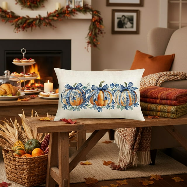 Funda de almohada de nailon y elastano, decoración navideña, 50 x 30 cm, ideal para el Día de Acción de Gracias, sofá, dormitorio, Halloween, otoño, decoración del hogar, adornos navideños.
