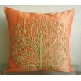thumbnail image 3 of Custom Cushion Cover, Orange Pillow Cases, Beaded Green Tree Pillows Cover, 18x18 inch (45x45 cm) Throw Pillows Cover, Square Silk Pillowcase, Floral Contemporary Pillow - Money Tree, 3 of 4