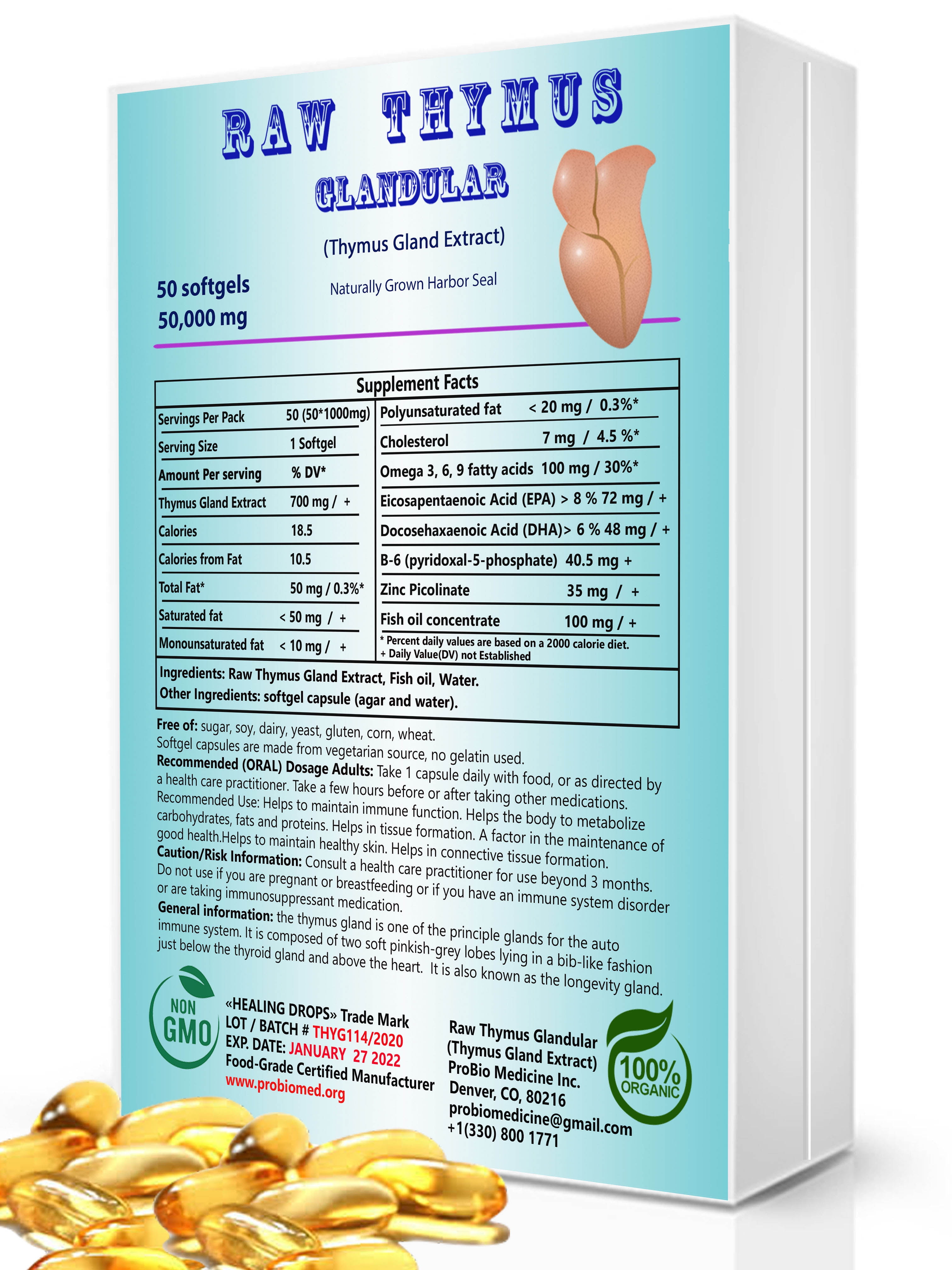 Buy Thymus Glandular Supplement Raw Tissue Extract Supports Immune
