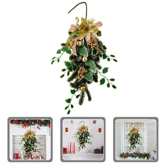 VERDANVERSE Hanging Decor Artificial Christmas Teardrop Wreaths Green Plastic 1Pcs