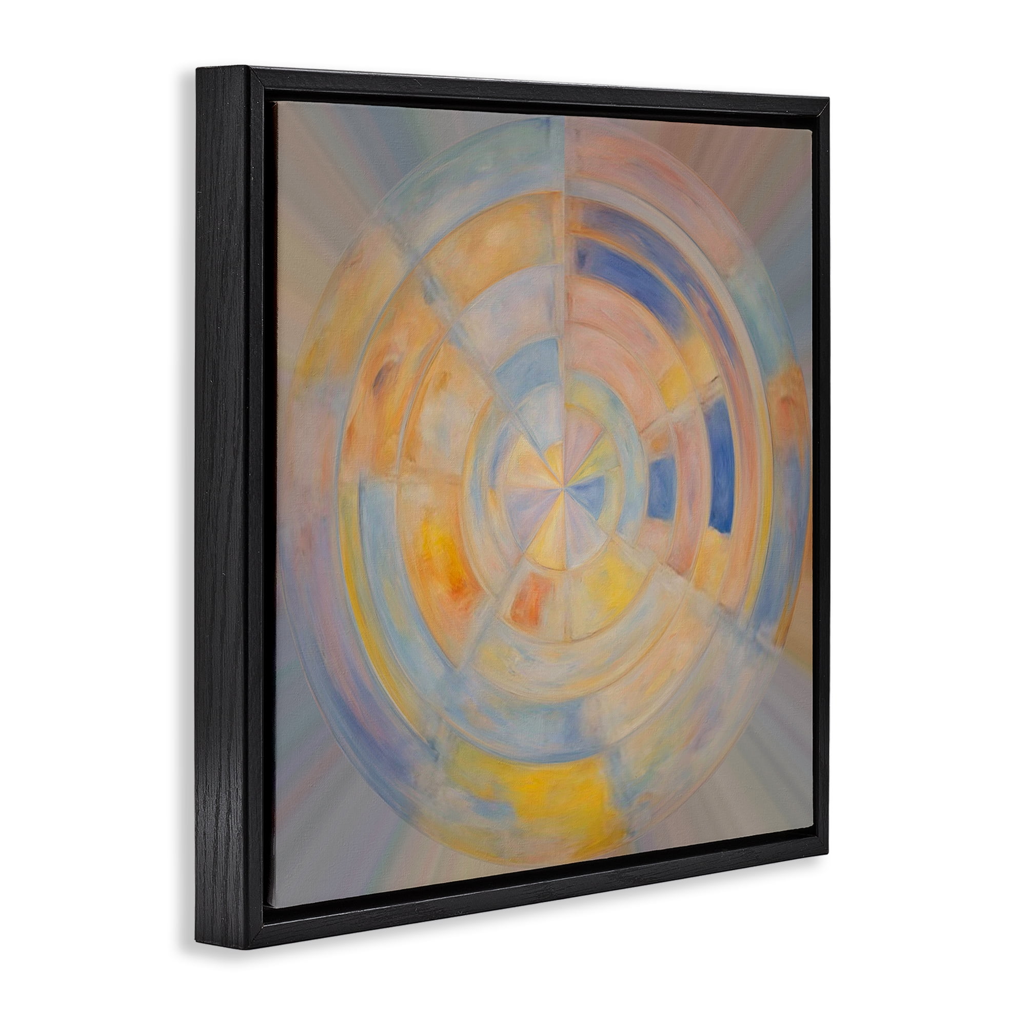 Stupell Industries Geometric Circle Out Abstract Painting Black Floater Framed Canvas Art Print Wall Art, 18 x 18