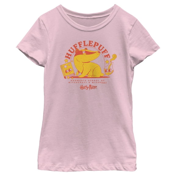 Girl's Harry Potter Cute Hufflepuff Badger Graphic Tee Light Pink Small
