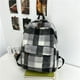 thumbnail image 4 of Mochila de felpa a cuadros para mujer, mochila de lana de cordero de gran capacidad, bolsa de compras de viaje (negro), 4 of 9