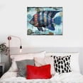 thumbnail image 5 of HENGT Canvas Print Wall Art Striped with Imprint &amp; Shells Marine Life Ocean Wood Panels Modern Art Nautical Colorful Multicolor Ultra for Living Room, Bedroom, Office, 5 of 6