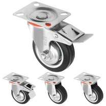 H&S Heavy Duty Castor Wheels - Set of 4 3" (75mm) Castors - Rubber Swivel Trolley Wheels for Furniture - Lockable Caster With Brakes - Outdoor Casters - Wheel for Appliance or Bed