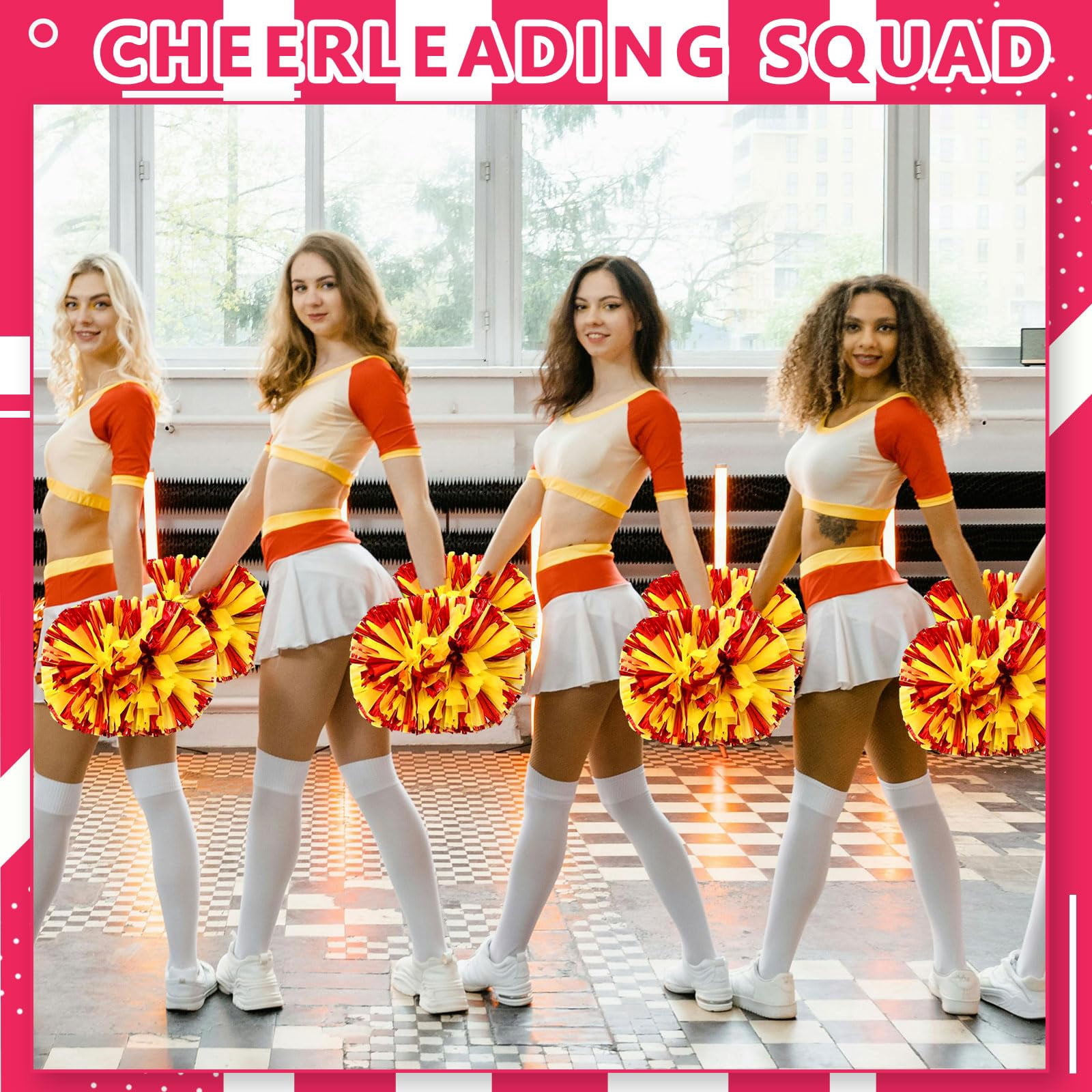 10 Pcs Cheerleading poms,pom poms Cheerleading with Handle Style Cheer Pom Pomsfor Dance, Matches, Team Spirit Sports