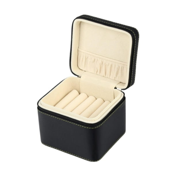 Estuche para pulseras, caja de presentación de cuero sintético, embalaje para joyas, 5 compartimentos. Negro