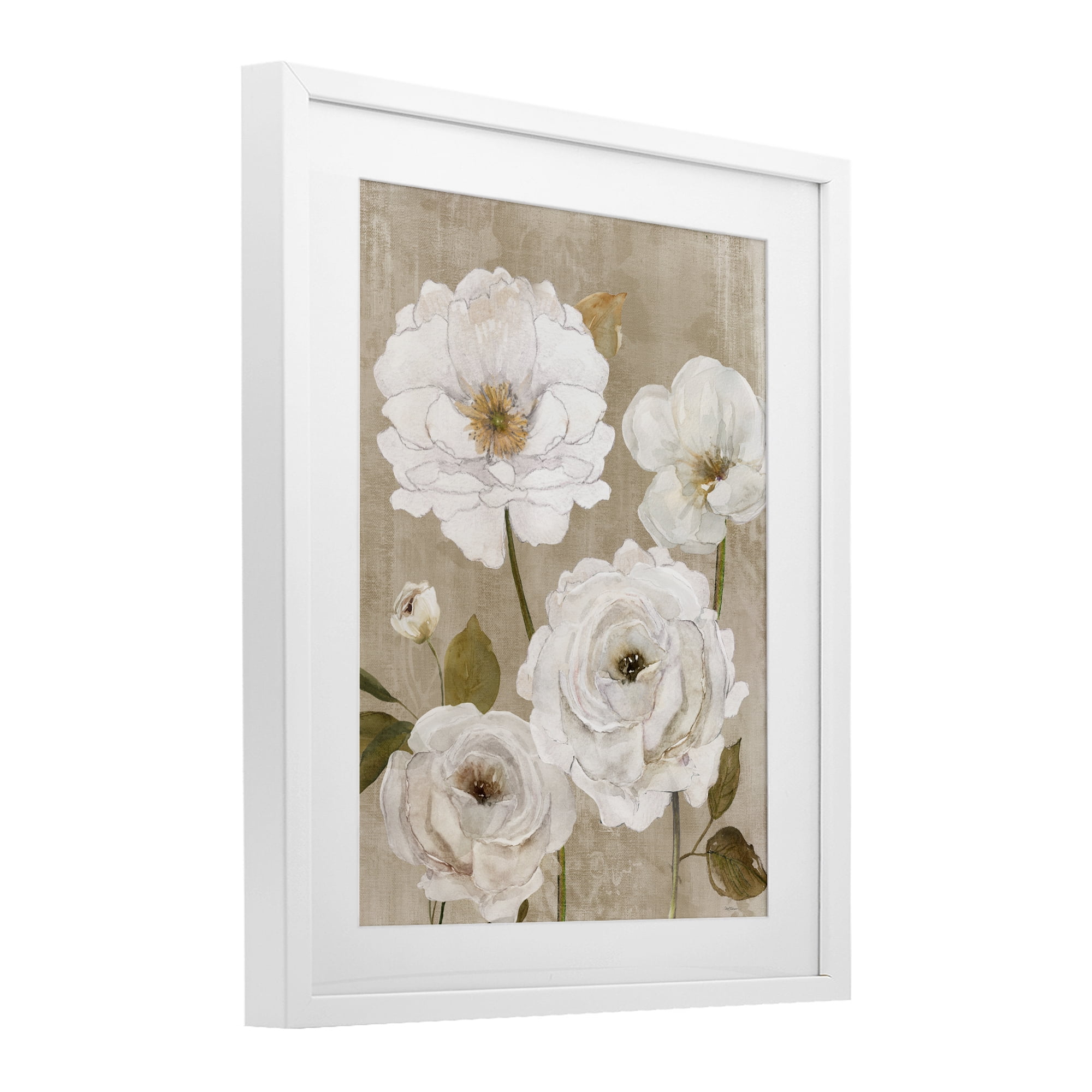 Stupell Industries Rustic Blooms in White White Framed Print Under Glass, design by Carol Robinson