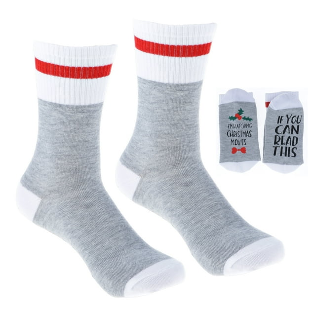 Calcetines deportivos unisex de algodón divertidos "Estoy viendo películas navideñas". Gris pálido