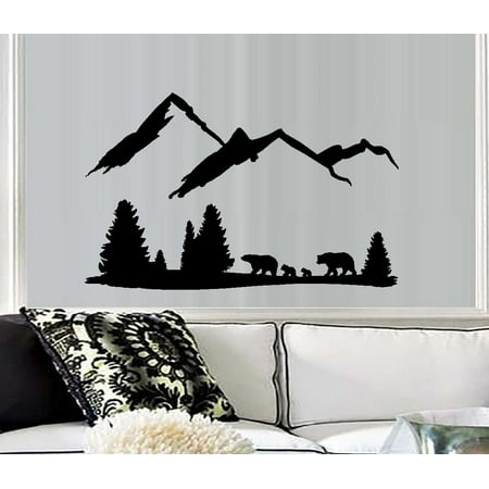 Bear Mountain Scene #3~ Dad, Mom and two Cubs: Wall Decal 30
