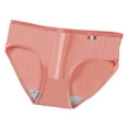 thumbnail image 3 of dianhelloya Mid-rise Elastic Waistband Cotton Crotch Women Briefs Soft Solid Color Ribbed Panties, 3 of 8