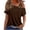 Brown, variant on Women Cold Shoulder Tops Off Shoulder Short Sleeve Casual Loose Blouse Trendy Summer T Shirt, Black XXL