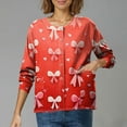 thumbnail image 3 of Valentine's Day Nursing Scrub Jacket - Long Sleeve Button Down Heart Print Professional Medical Uniform with Pockets Watermelon Red L, 3 of 5