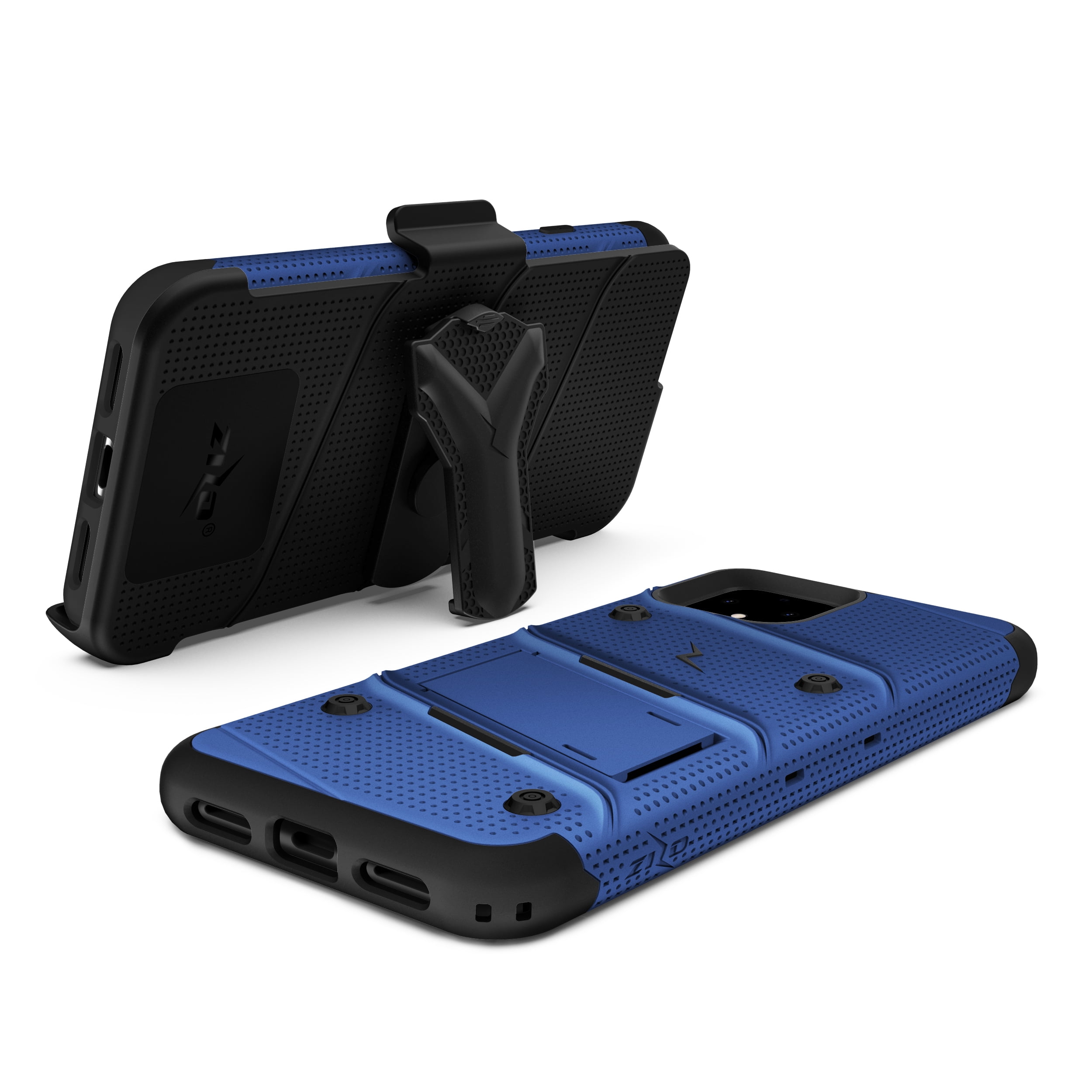 ZIZO BOLT Series Google Pixel 4 XL Case | Heavy-duty Military-grade Drop Protection w/ Kickstand Included Belt Clip Holster Tempered Glass Lanyard (Blue/Black)
