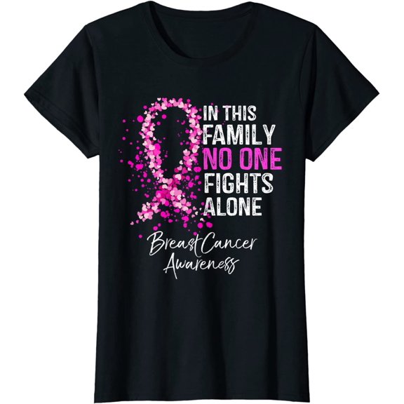 In This Family No One Fights Alone Breast Cancer Awareness T-Shirt