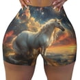 thumbnail image 2 of Uemuo Starry Sky White Horse Pattern Women Workout Impact Shorts Scrunch Butt Lifting Gym Shorts Seamless Booty Biker Shorts-Small, 2 of 8
