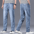 thumbnail image 5 of Pantalones vaqueros para hombre con estilo, clásicos, retro, holgados, de verano, rectos, azules claros, ajustados, con corte de bota cónico, pantalones vaqueros para hombre, 5 of 5