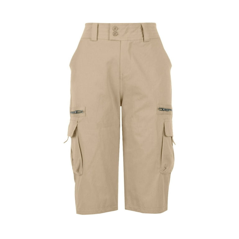 Sinpiling Cotton Cargo Shorts for Women, Multi-Pockets, Relaxed