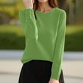 thumbnail image 2 of Fiaer Women's Sweaters Crew Neck Fall Winter Lightweight Plus Size Long Sleeve Slim Fit Trendy Knit Tops Light Green L, 2 of 4