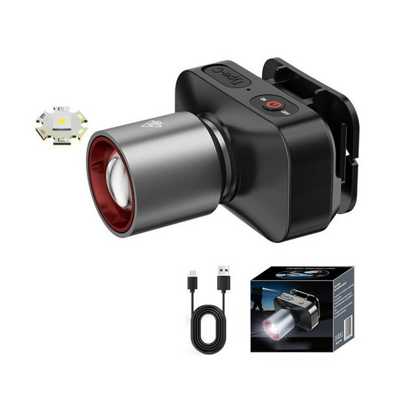 TIELUTT Bright Rechargeable High Power Headlamp LED Headlight for Outdoor Camping Hiking Fishing Hard Hat Holder Mechanic Flashlights High Reading Headlamp Glasses Hard Hat Light Clip 5" Adjustable Gr