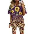 thumbnail image 2 of Cyber_Monday Deals Summer Savings Clearance Sets! Xihbxyly 2 Piece Shorts Set for Women, Women's Tie-Dye Set Two-Piece Outfits V-Neck Blouse Short Sleeve Tops T Shirts Shorts Set Purple XXL, 2 of 4