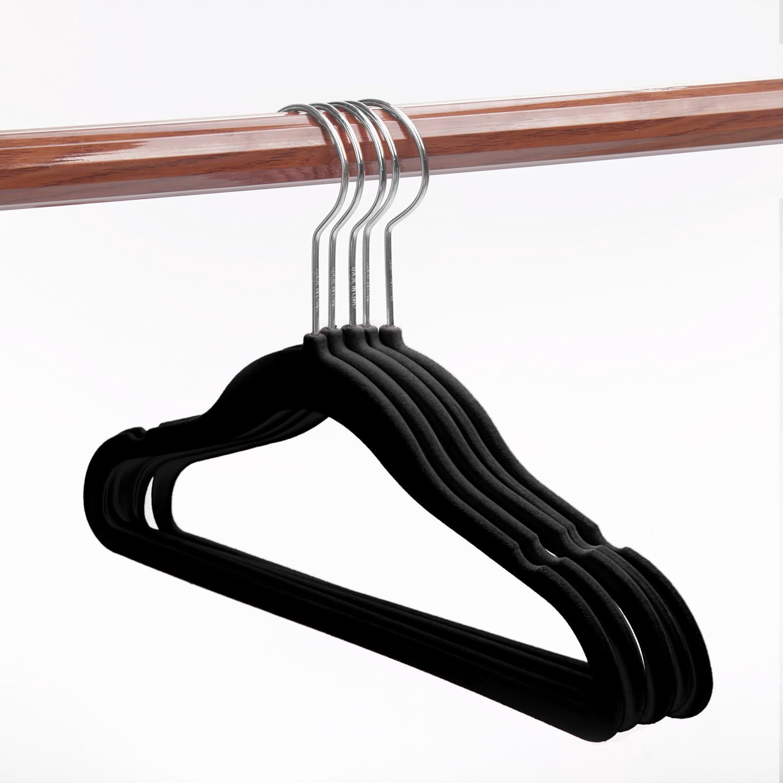 Hangers Non-slip & 11.8 Inch For Clothes Pack Of 50(black/silver)